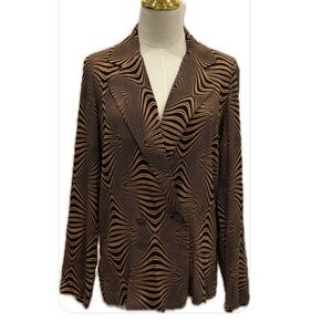 Mng NWOT Black/Golden Brown Long Sleeves V Neck Collared Light Jacket 2